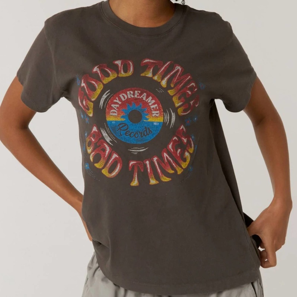 DAYDREAMER NWOT Good Times Bad Times Record Graphic Retro Tee Medium Free People